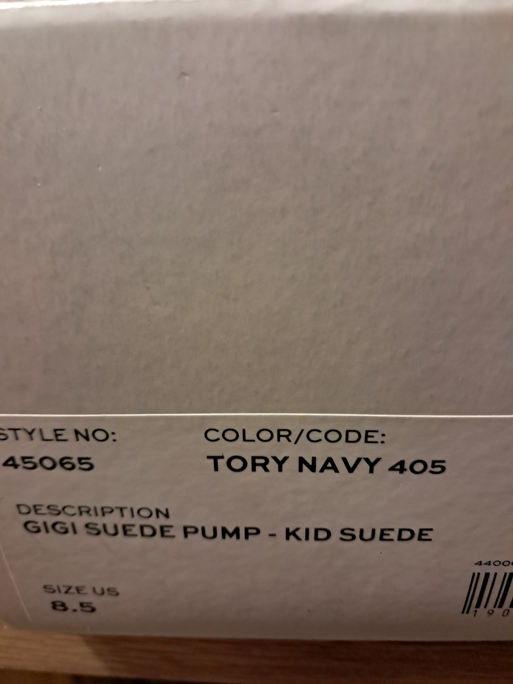 Tory Burch Navy Suede Flat with Gold Logo Plaque - Picture 2 of 4